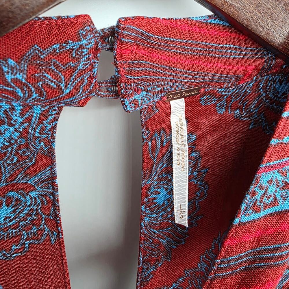 Free People Walking On A Dream Tunic Red Blue Size Large - Picture 4 of 7